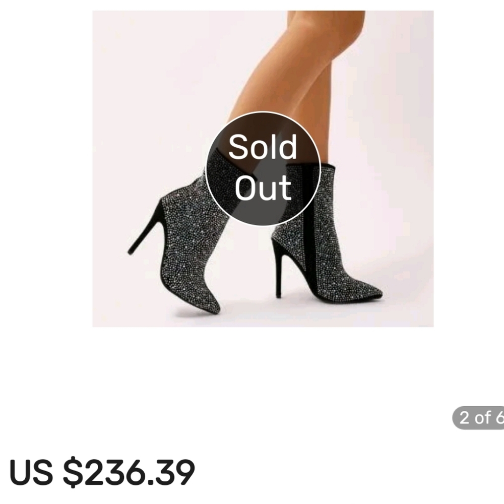 Aurora Crystal, Pointy Toe Stiletto Heeled Boots NWT size 6 - Picture 2 of 13